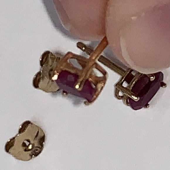 14K 5x3 Oval Natural Ruby Post Earrings - Picture 11 of 12